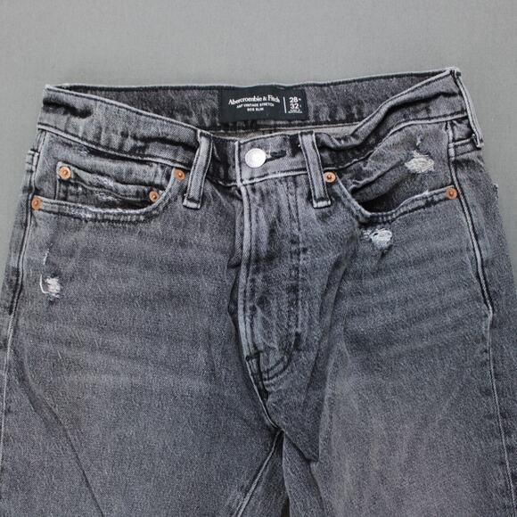 Abercrombie Fitch Jeans Mens 28x32 Black Distressed 90s Vintage Stretch Pants - Picture 2 of 9